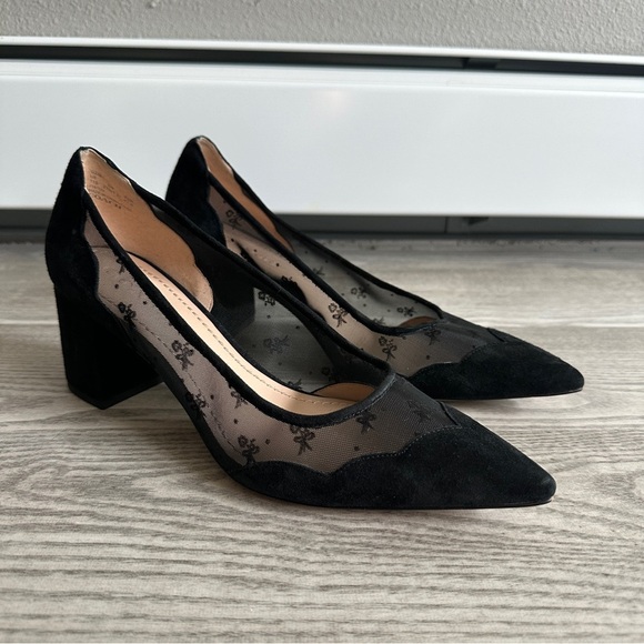 Coach Black Mesh Flower Pointed Toe Heels 11 - Picture 1 of 10